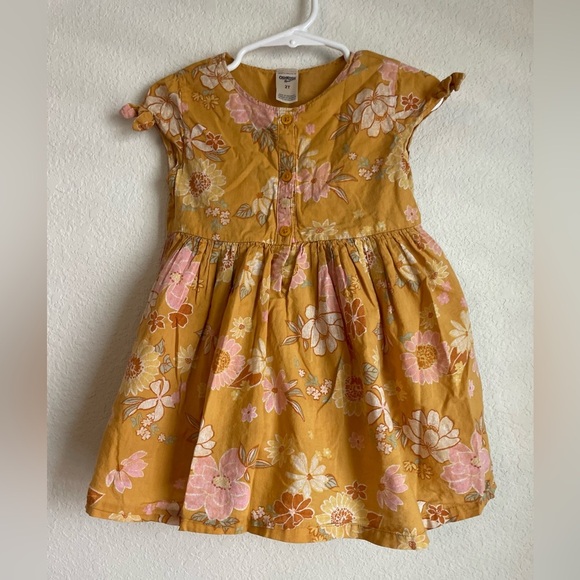 OshKosh B'gosh girls floral Yellow and Pink Flutter Sleeve Sundress size 2T - Picture 1 of 6